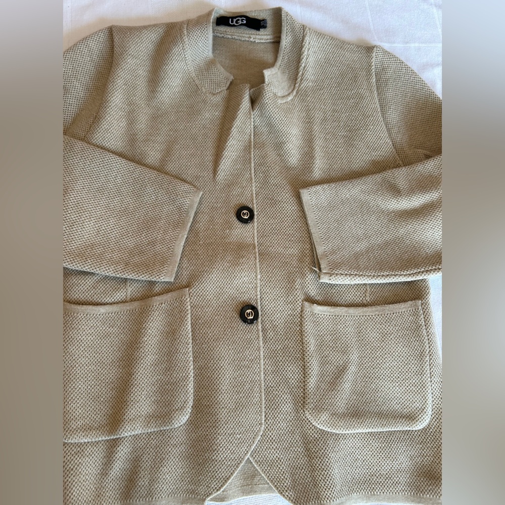 UGG Women's Beige Knit Button Cardigan Jacket